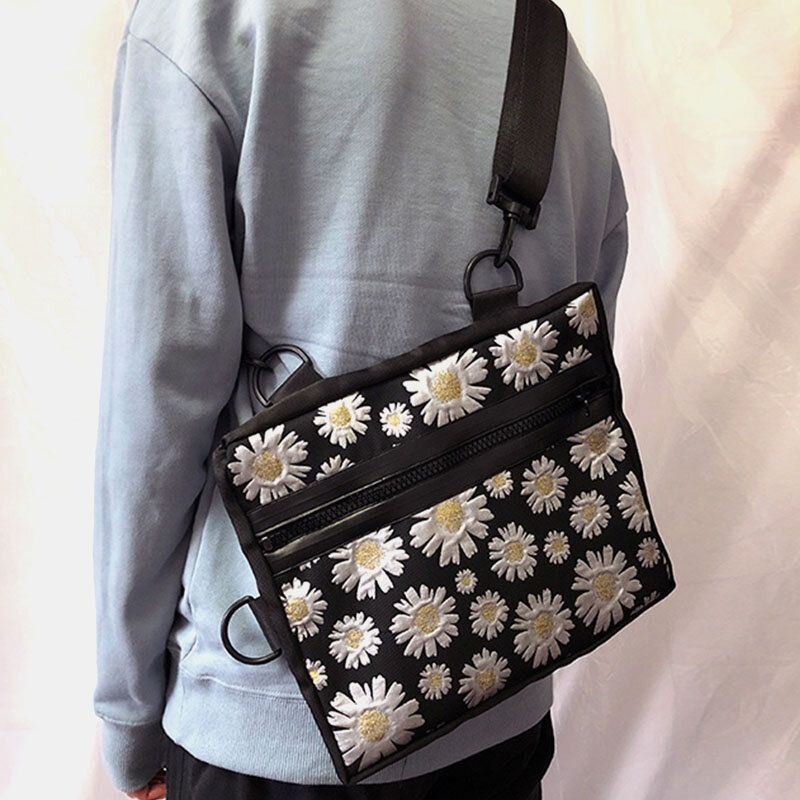 Dame Daisy Casual Flower Nylon Crossbody Bag Skulderveske