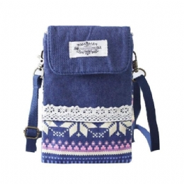 Dame Denim Tre Mellomlag Blomstertrykk Mini Skuldervesker Blonder Crossbody Vesker 6.0 Tommers Telefonveske