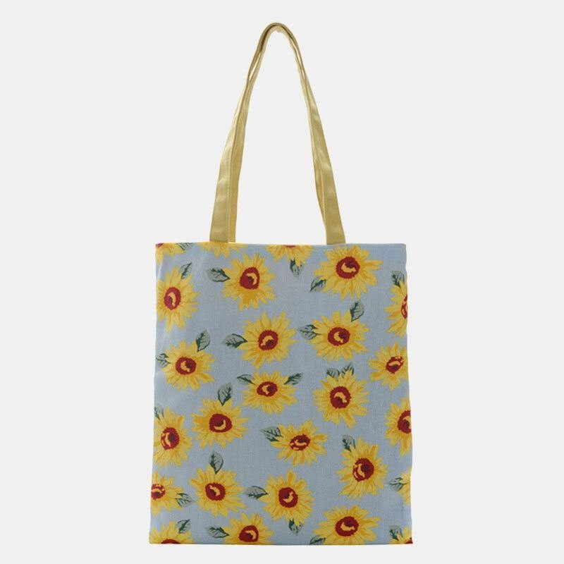 Dame Dotted Daisy Printed Tote Bag Håndveske Skulderveske