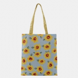 Dame Dotted Daisy Printed Tote Bag Håndveske Skulderveske