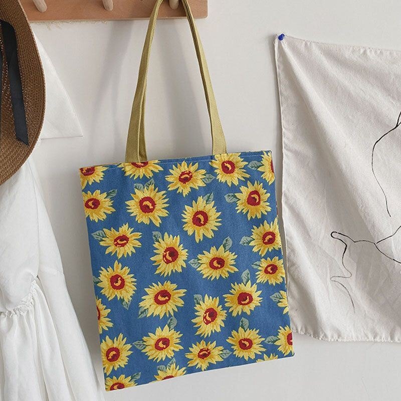 Dame Dotted Daisy Printed Tote Bag Håndveske Skulderveske