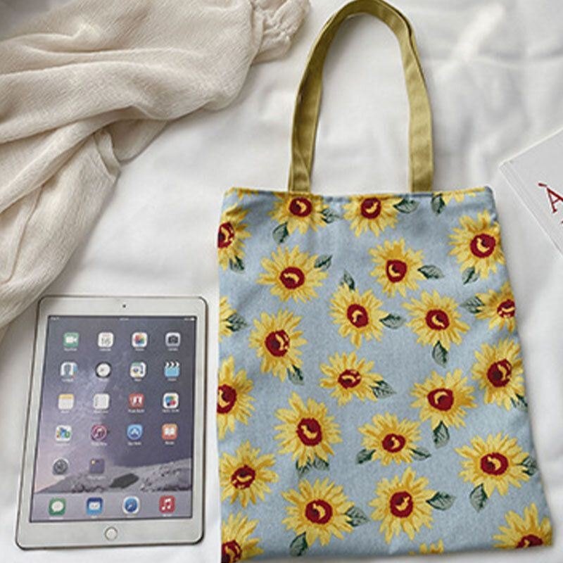 Dame Dotted Daisy Printed Tote Bag Håndveske Skulderveske