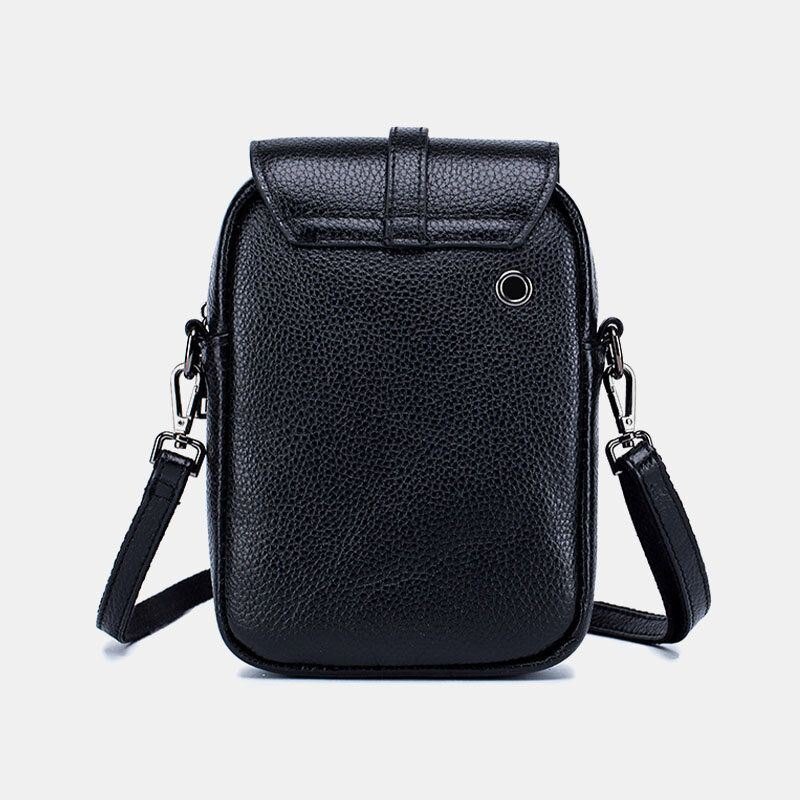 Dame Ekte Skinn Casual Retro Flerlags Øretelefonhull 6.5 Tommers Telefonveske Crossbody-veske