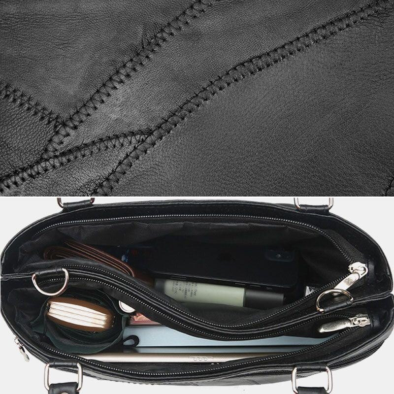 Dame Ekte Skinn Geometrisk Mønster Fargematchende Vintage Håndvesker Med Stor Kapasitet Skulderveske Crossbody-vesker