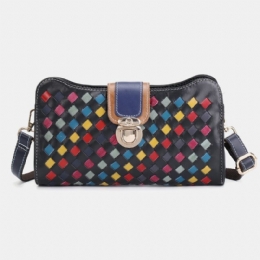 Dame Ekte Skinn Patchwork Telefonveske Crossbody Bag Skulderveske