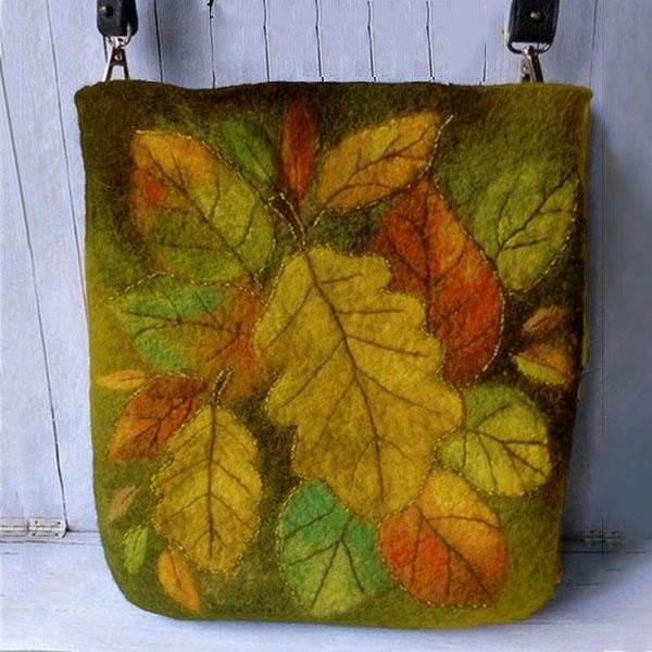 Dame Fargerike Leaf Diy Lam Hårveske Crossbody Bag Skulderveske