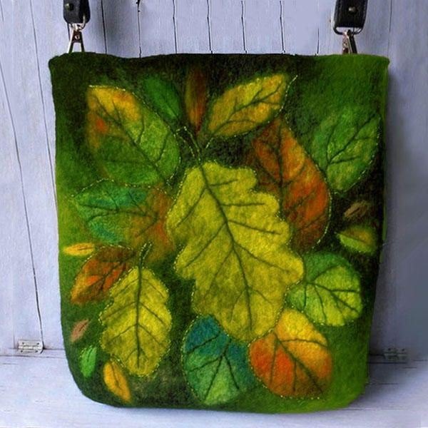 Dame Fargerike Leaf Diy Lam Hårveske Crossbody Bag Skulderveske