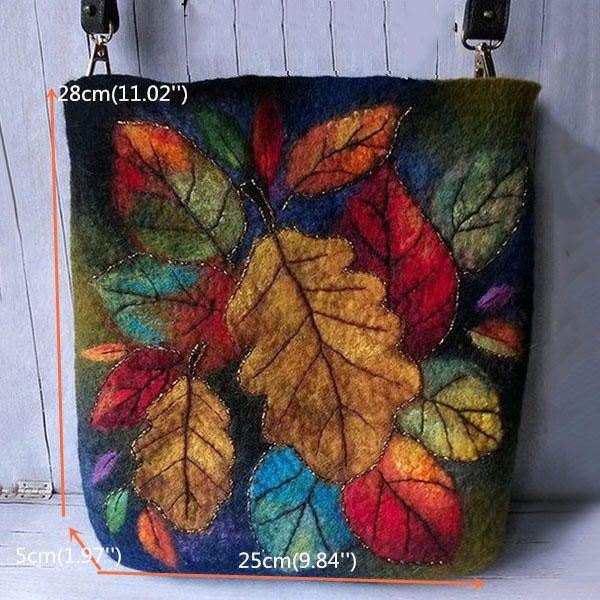 Dame Fargerike Leaf Diy Lam Hårveske Crossbody Bag Skulderveske