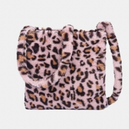 Dame Filt Mykt Leopardmønster Søt Uformell Personlighet Skulderveske Crossbody Veske