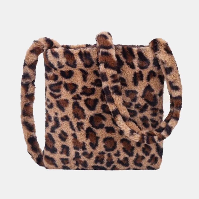 Dame Filt Mykt Leopardmønster Søt Uformell Personlighet Skulderveske Crossbody Veske