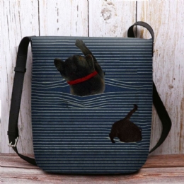 Dame Føltes Søt Uformell Tegneserie Katt Stripemønster Crossbody Bag Skulderveske