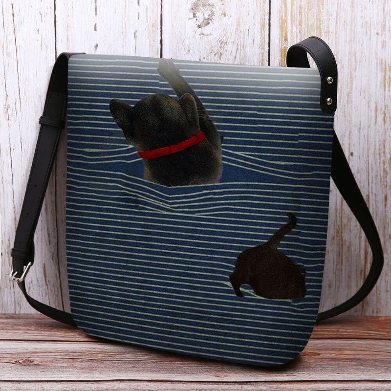 Dame Føltes Søt Uformell Tegneserie Katt Stripemønster Crossbody Bag Skulderveske