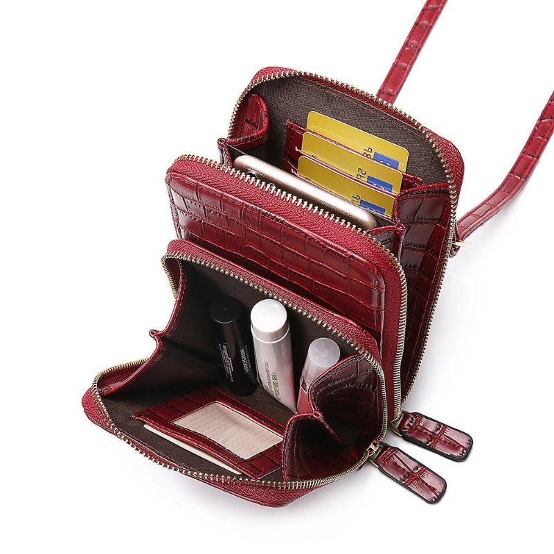 Dame Krokodillemønster Multi-card Slots Veske Telefonveske Crossbody Bag