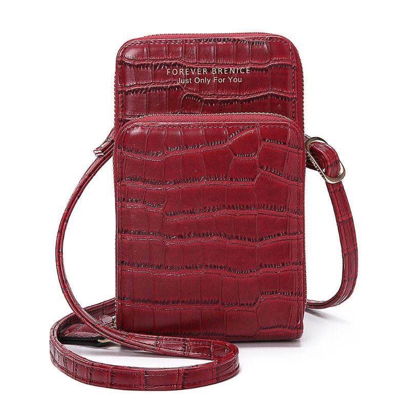 Dame Krokodillemønster Multi-card Slots Veske Telefonveske Crossbody Bag