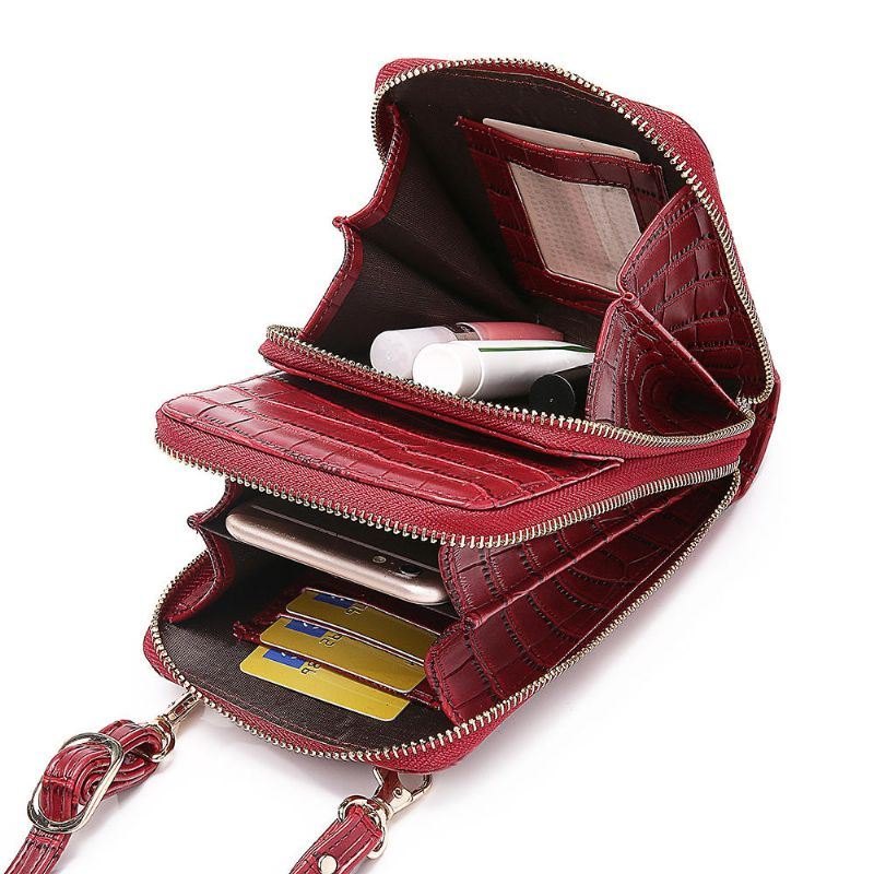 Dame Krokodillemønster Multi-card Slots Veske Telefonveske Crossbody Bag