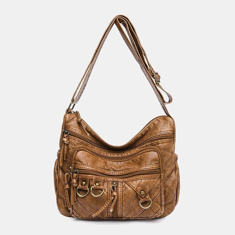 Dame Kunstskinn Retro Stor Kapasitet Slitesterk Crossbody-veske Skulderveske