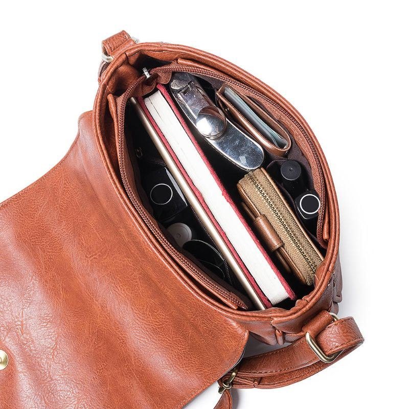 Dame National Pu Leather Brodery Crossbody Bag