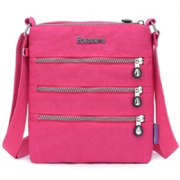 Dame Nylon Multi-lommer Vanntett Crossbody Bag