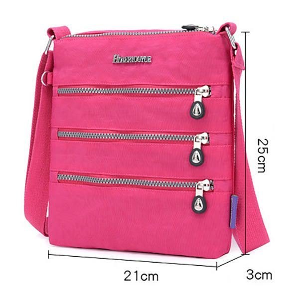 Dame Nylon Multi-lommer Vanntett Crossbody Bag