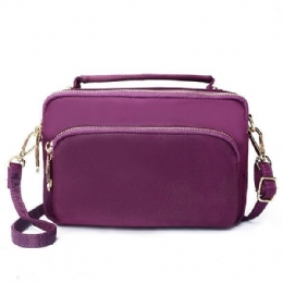 Dame Nylon Vanntett Multi Pocket Glidelås Håndveske Crossbody Bag