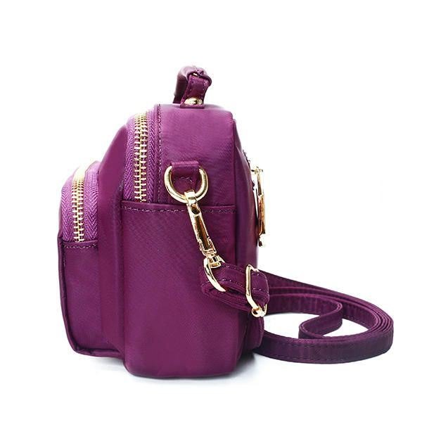 Dame Nylon Vanntett Multi Pocket Glidelås Håndveske Crossbody Bag