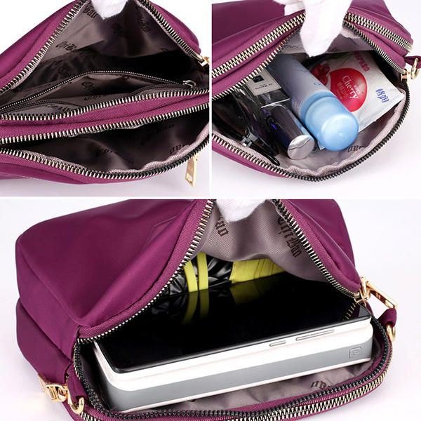 Dame Nylon Vanntett Solid Uformell Mote Skulderveske Shell Bag Clutch Bag Crossbody Bag