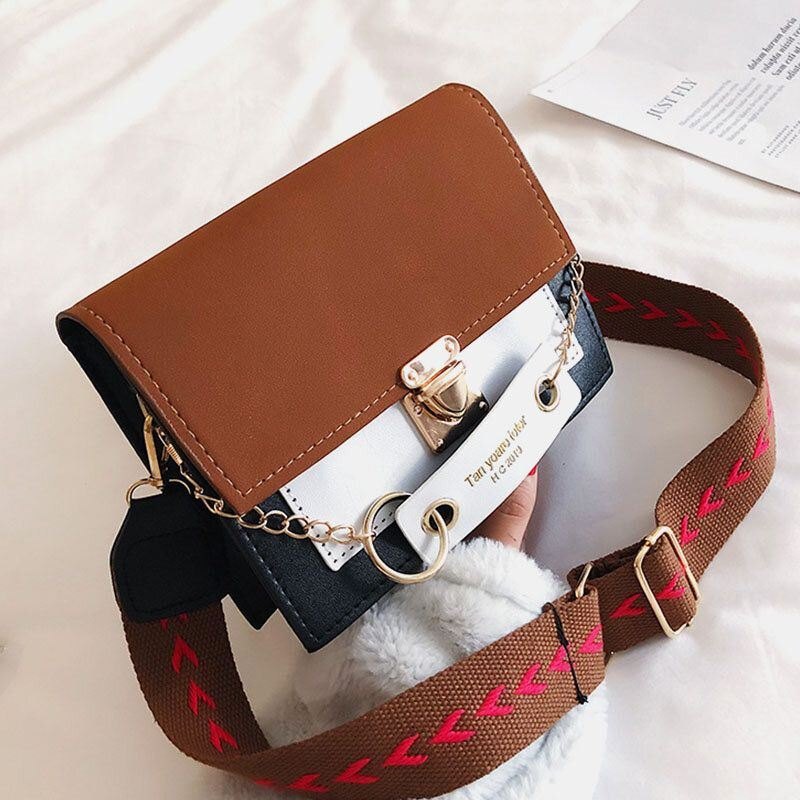 Dame Patchwork Frosted Casual Chains Crossbody Bag