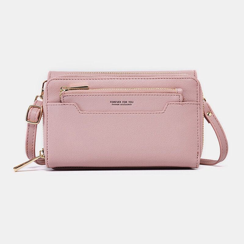 Dame Pu 6.3 Tommers Telefon Solid Crossbody Bag Telefonveske Lommebok