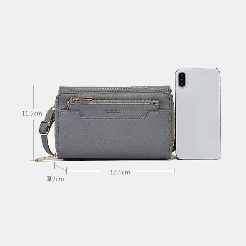 Dame Pu 6.3 Tommers Telefon Solid Crossbody Bag Telefonveske Lommebok