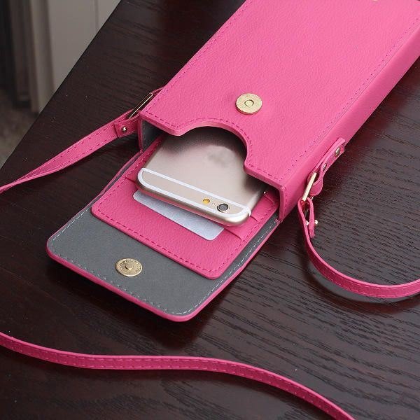 Dame Pu Hasp Skuldervesker Mini Crossbody Vesker 6 Tommers Telefonveske For Iphone 6s Plus Samsung Huawei