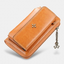 Dame Pu Lær Cross Flower Dusk Stor Kapasitet Multi-card Slot Telefonveske Crossbody Bag Skulderveske