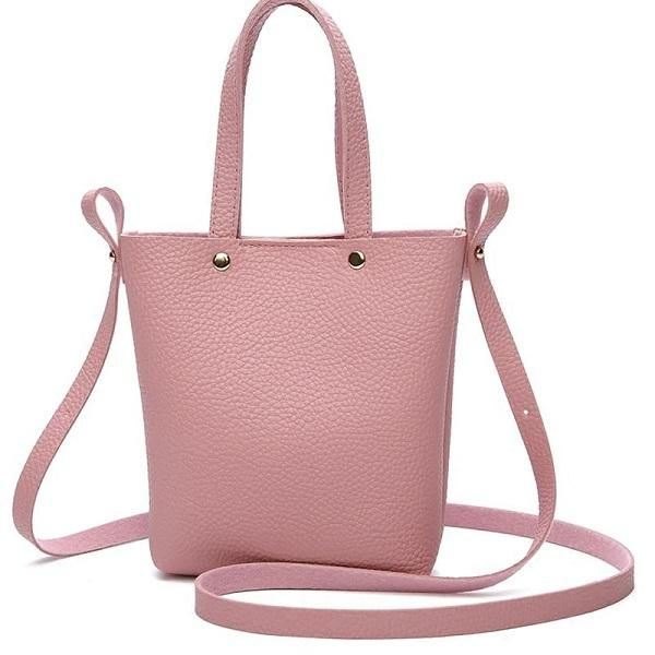 Dame Pu Leather Candy Color Small Handbag Telefonveske Skulderveske Crossbody Bag