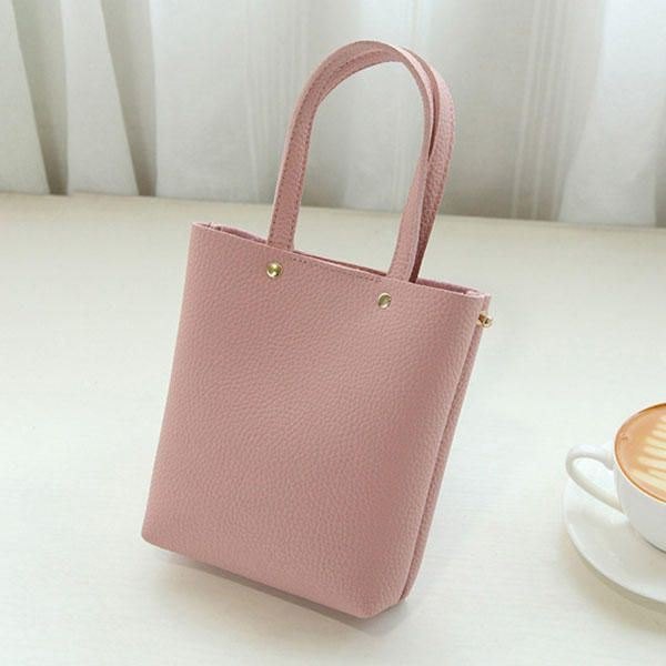 Dame Pu Leather Candy Color Small Handbag Telefonveske Skulderveske Crossbody Bag