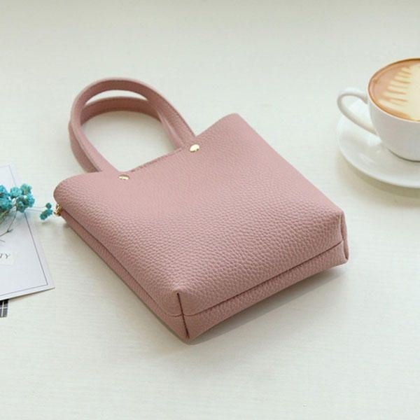 Dame Pu Leather Candy Color Small Handbag Telefonveske Skulderveske Crossbody Bag