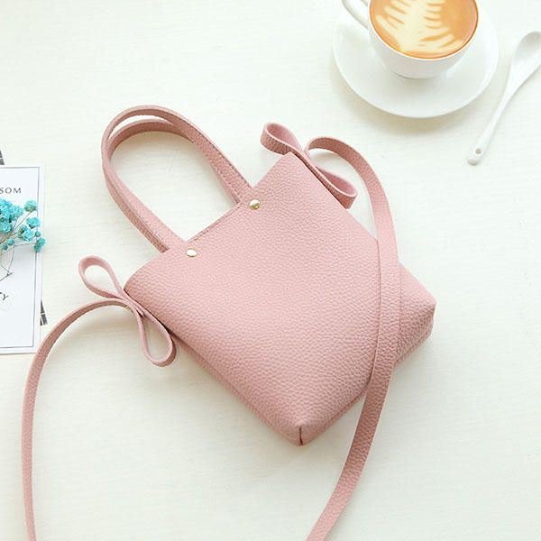 Dame Pu Leather Candy Color Small Handbag Telefonveske Skulderveske Crossbody Bag