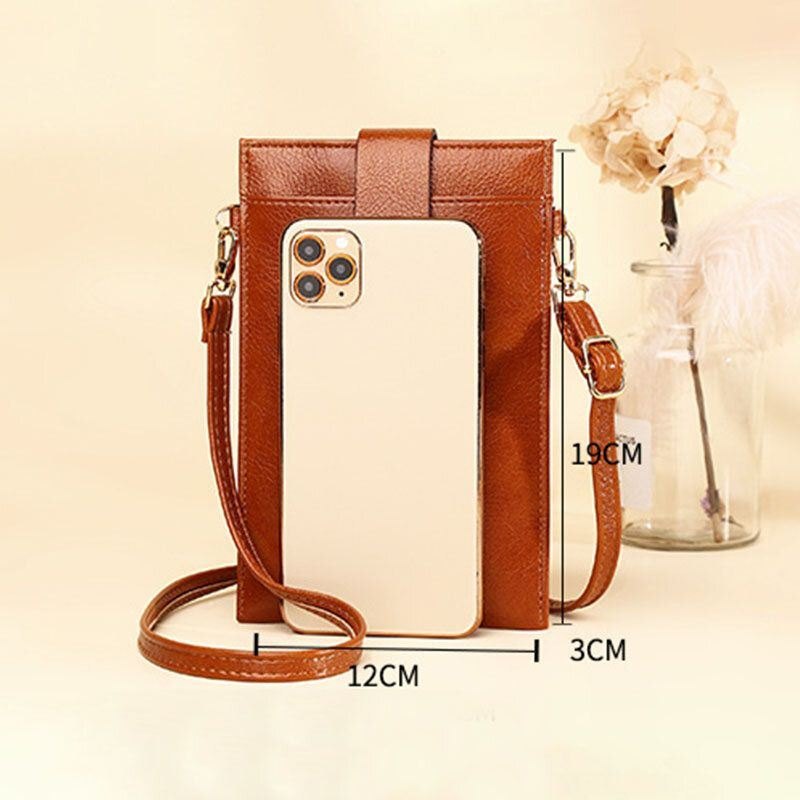 Dame Pu Leather Retro 6.3 Tommers Telefonveske Mini Multikortspor Crossbody-vesker Skulderveske