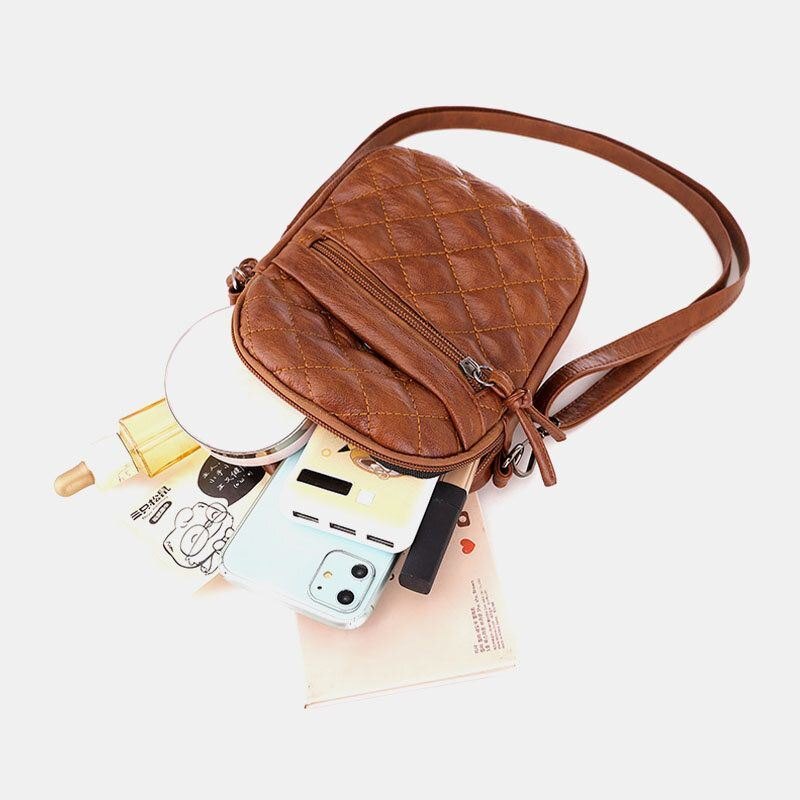 Dame Pu-skinn Argyle-mønster Øretelefonhull Uformelt 6.3 Tommers Telefonveske Crossbody-vesker Skulderveske