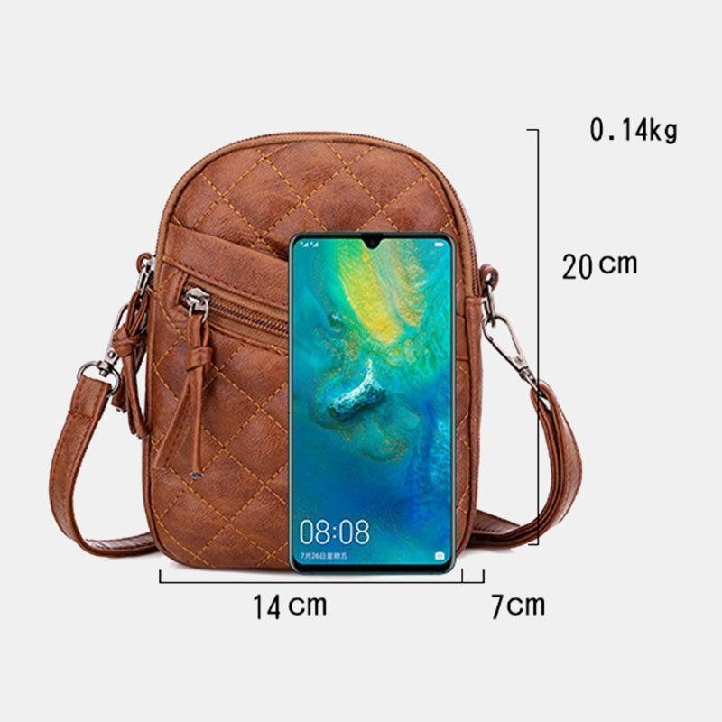 Dame Pu-skinn Argyle-mønster Øretelefonhull Uformelt 6.3 Tommers Telefonveske Crossbody-vesker Skulderveske