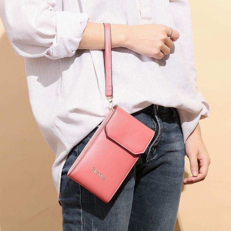 Dame Solid Flap Card Bag Telefonveske Crossbody Bag