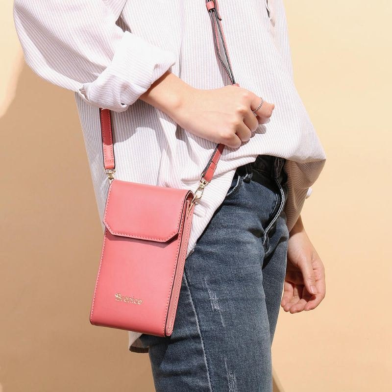 Dame Solid Flap Card Bag Telefonveske Crossbody Bag