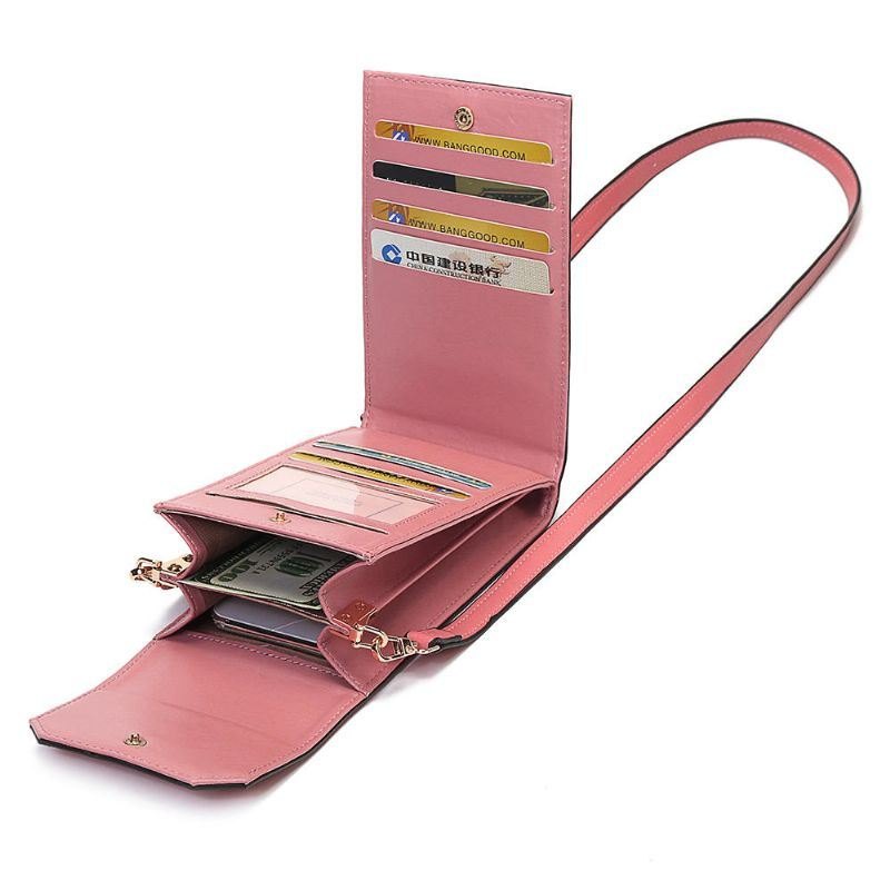 Dame Solid Flap Card Bag Telefonveske Crossbody Bag