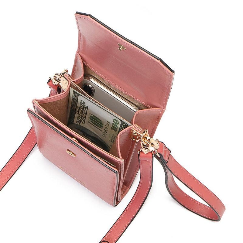 Dame Solid Flap Card Bag Telefonveske Crossbody Bag