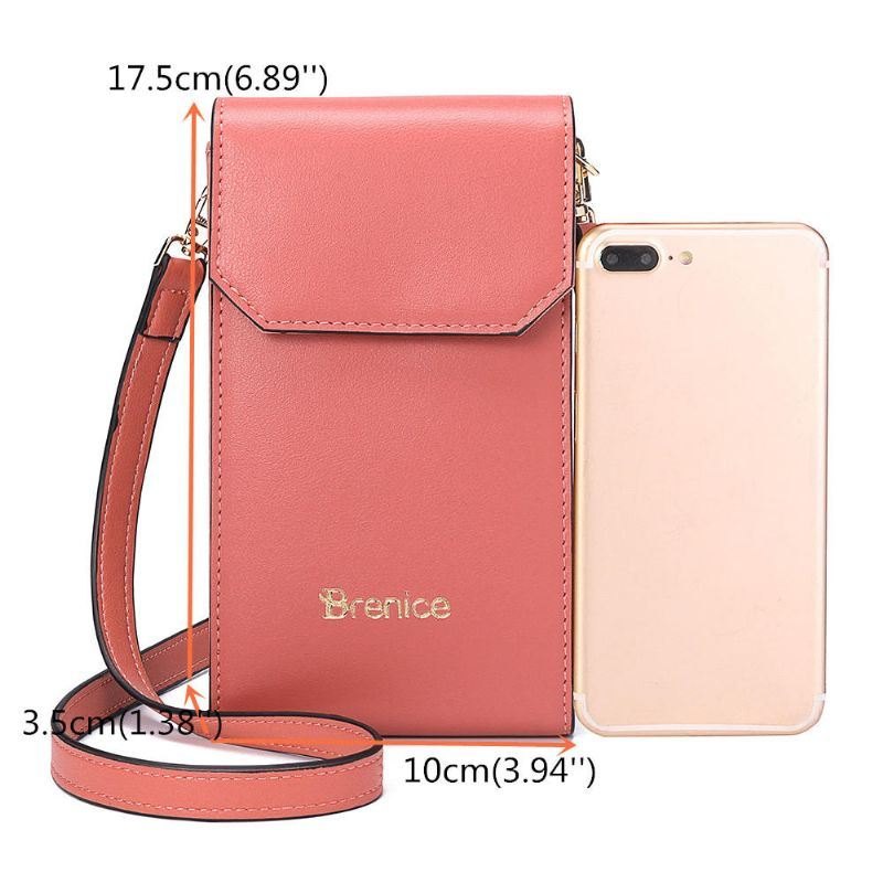 Dame Solid Flap Card Bag Telefonveske Crossbody Bag