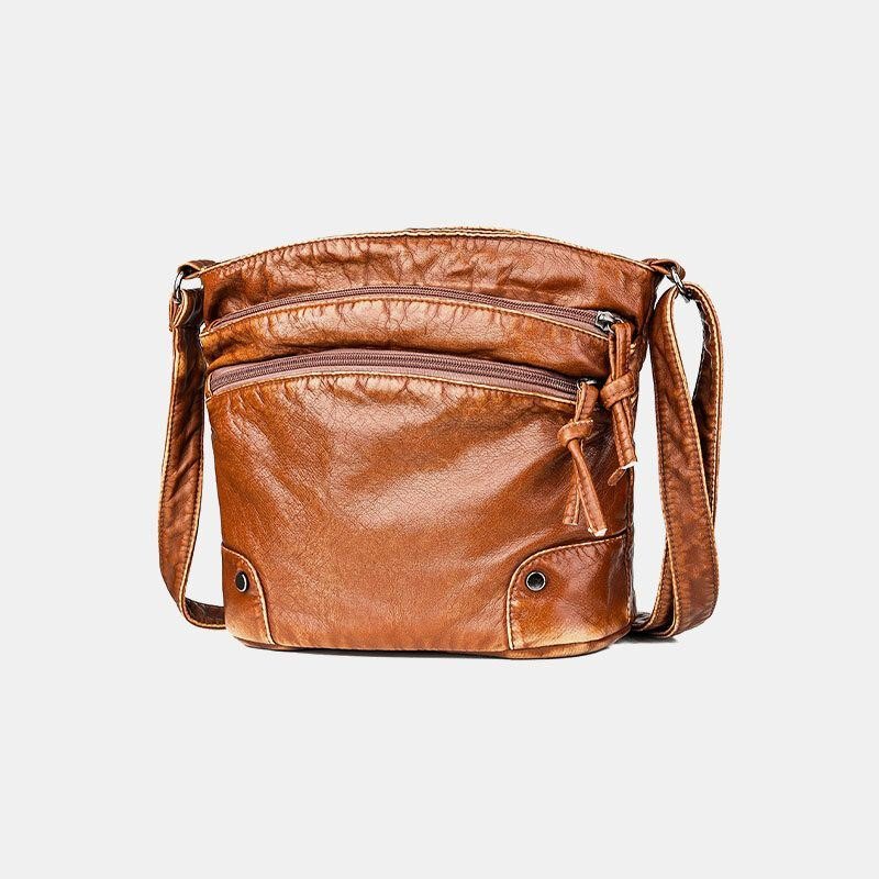 Dame Solid Multi-pocket Middelaldrende Crossbody Bag Skulderveske