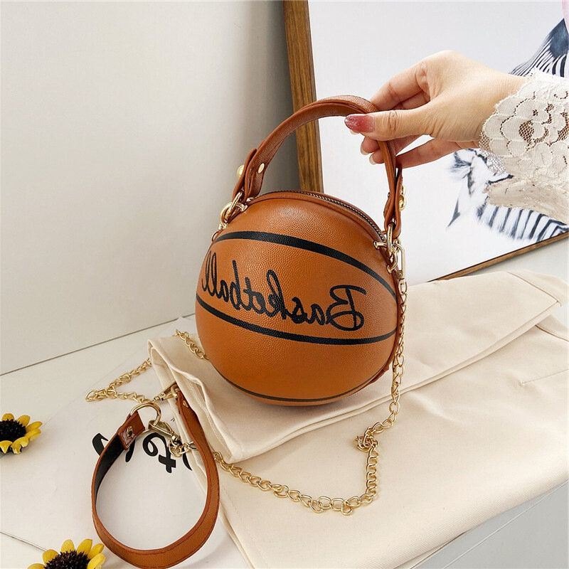 Dame Unik Design Basketball Fotball Look Mini Rund Bag Hangbag Mote Justerbar Skulderveske Cross Body Bag