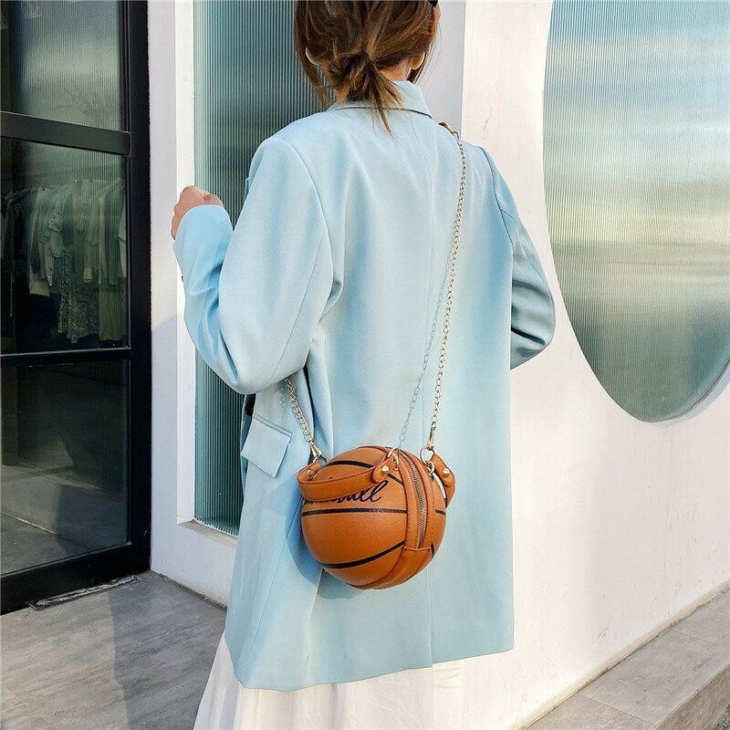 Dame Unik Design Basketball Fotball Look Mini Rund Bag Hangbag Mote Justerbar Skulderveske Cross Body Bag