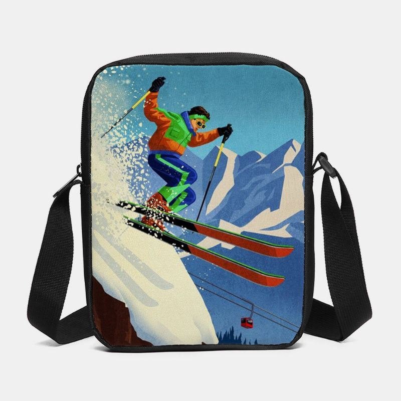 Dame Vinter 2022 Uformelt Skiutskrift Vanntett Crossbody-veske