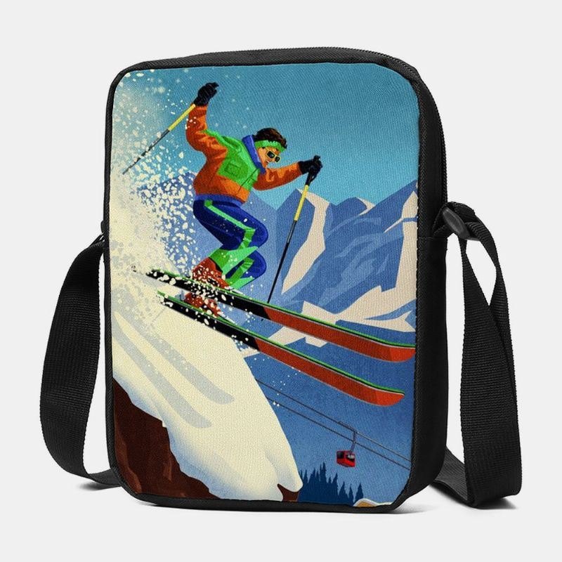 Dame Vinter 2022 Uformelt Skiutskrift Vanntett Crossbody-veske