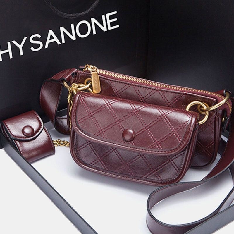 Damemote 3stk Argyle Solid Skulderveske Crossbody Bag