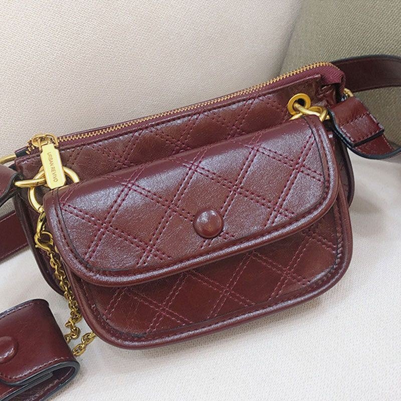 Damemote 3stk Argyle Solid Skulderveske Crossbody Bag